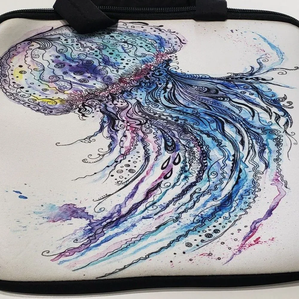 Jellyfish Soft Side Zippered Tablet Pouch Cover with Handle; Approx. 9 x 11